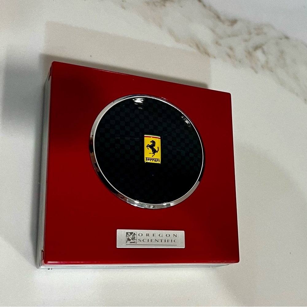 Original Ferrari, Oregon scientific clock, with Enzo race engine alarm sound